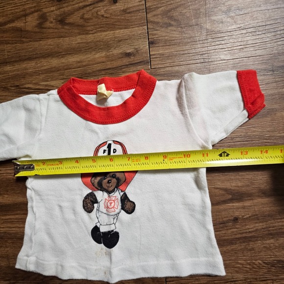 Vintage Paramount Bear Graphic Ringer Tee Baby 18 Mos. Cotton Blend 80s Kidcore - Picture 5 of 6